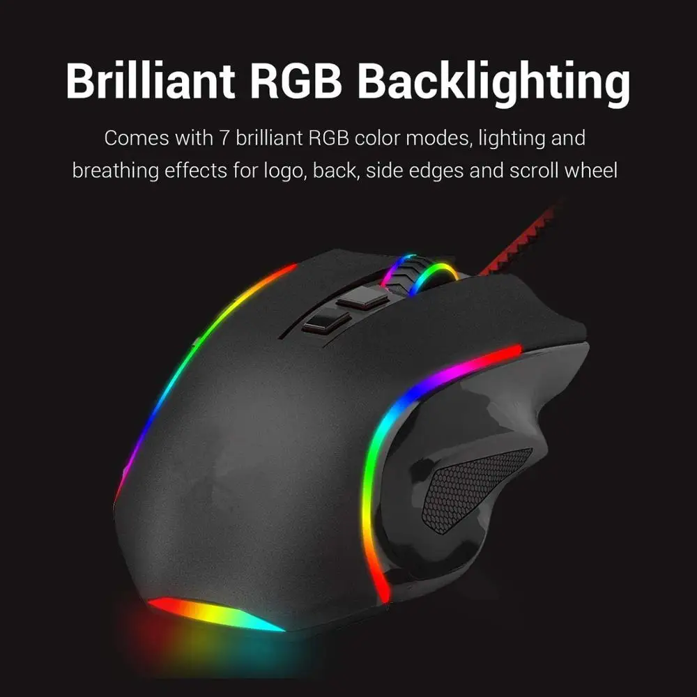 

RGB Wired Gaming Mouse RGB Spectrum Backlit Ergonomic Mouse Programmable with 7 Backlight Modes 7200 DPI for Windows PC Gamer