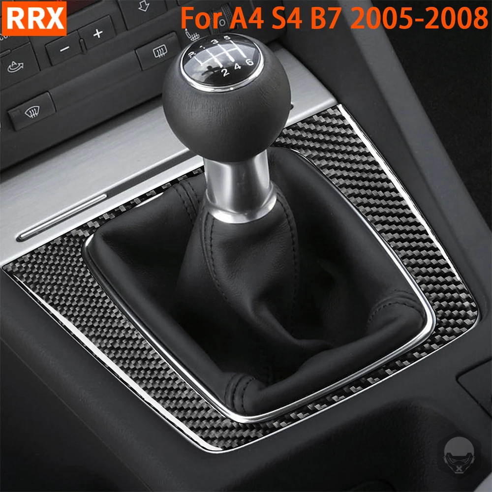 

Manual Gear Shift Knob Box Panel Cover Trim For Audi A4 S4 B7 2005-2008 Real Carbon Fiber Sticker Car Interior Accessories
