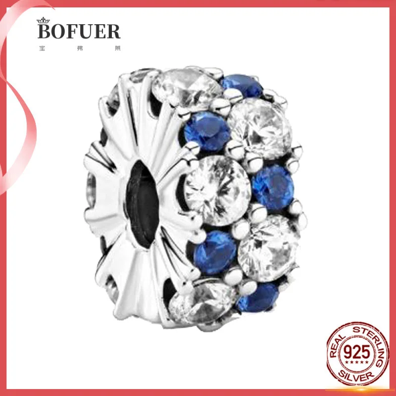 

Timeless New 925 Sterling Silver Clear & Blue Sparkling Clip Charm Beads fit Original Pandora Silver 925 Jewelry Clear Zircon