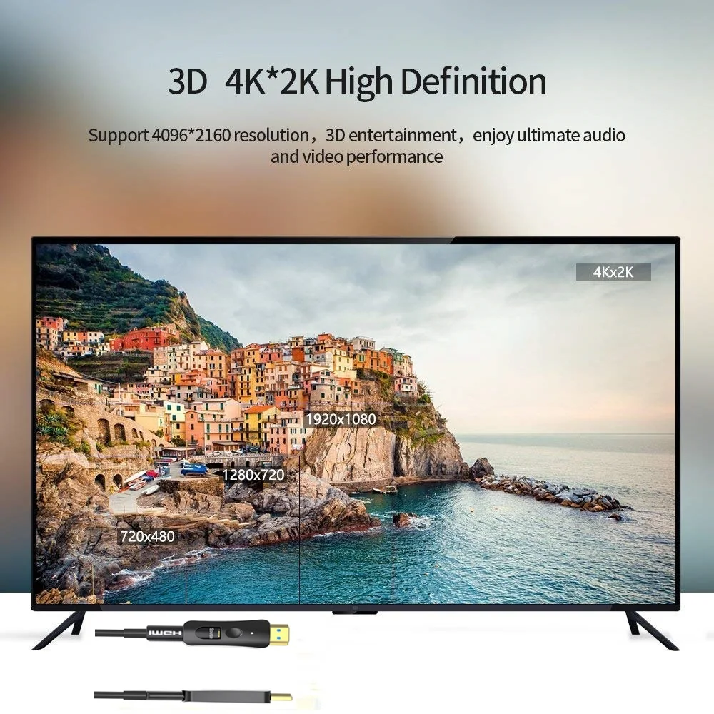 HDMI A-D Тип резьбовой 2 0 4K волоконно-оптический кабель D с одной головкой для HDTV