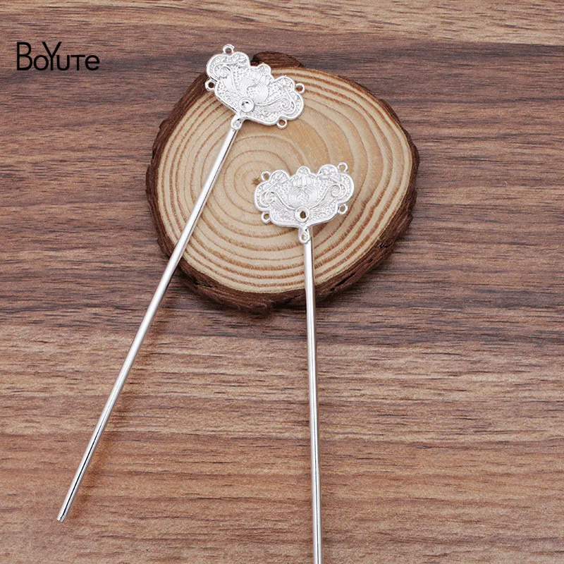 

BoYuTe Wholesale (10 Pieces/Lot) Metal Alloy 20*28MM Flower Hair Stick Diy Jewelry Materials Vintage Hair Accessories