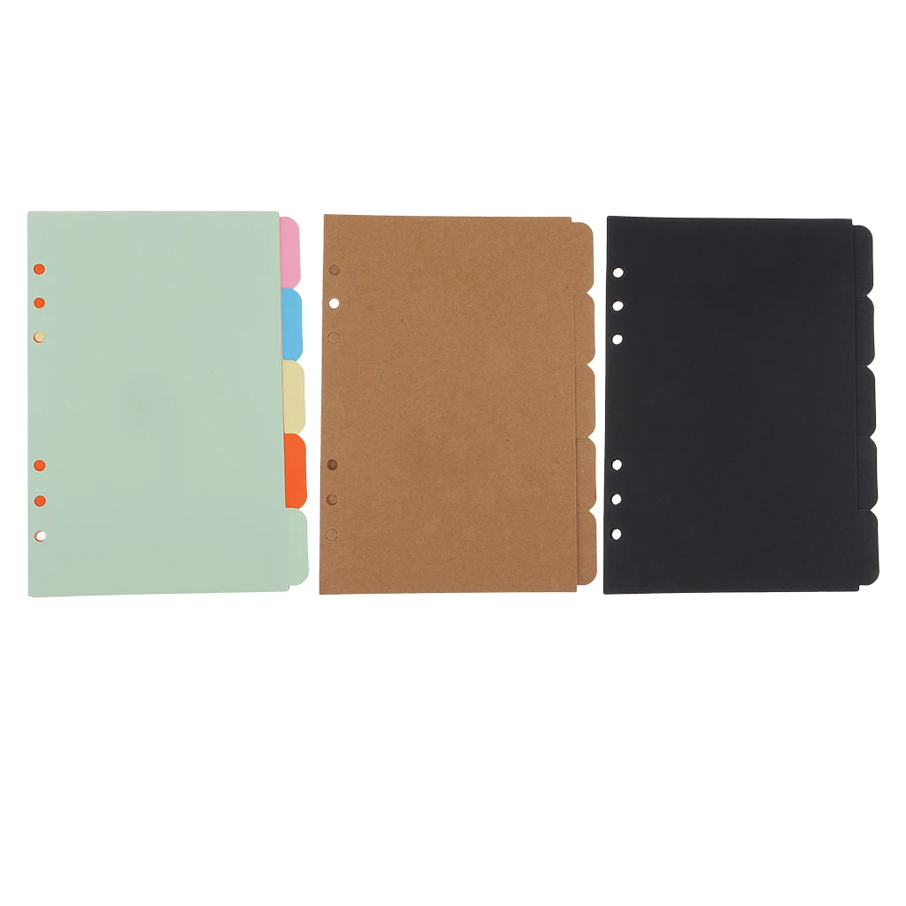 

5 Pieces Solid A5 Size Kraft Paper Tabbed Paper Planner Notebook Album Divider Index Page