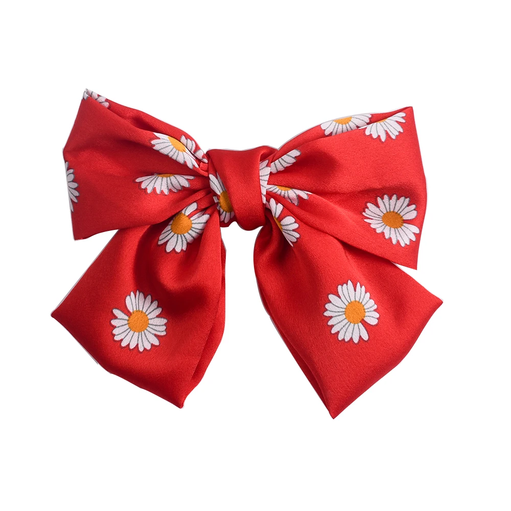 

New Fashion Big Bows Headband Printed Daisies Fabric Elastic Hair Bands Women Girls Hair Accessories Korean Hair Clip Accessorie