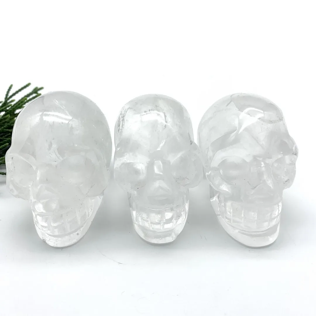 Природный белый кварц голова призрака резной кристалл ручной работы