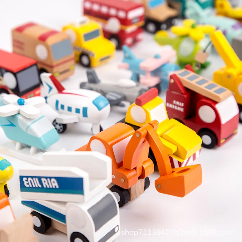 

Fun toy children's car wooden mini model car airplane children's cognitive toy