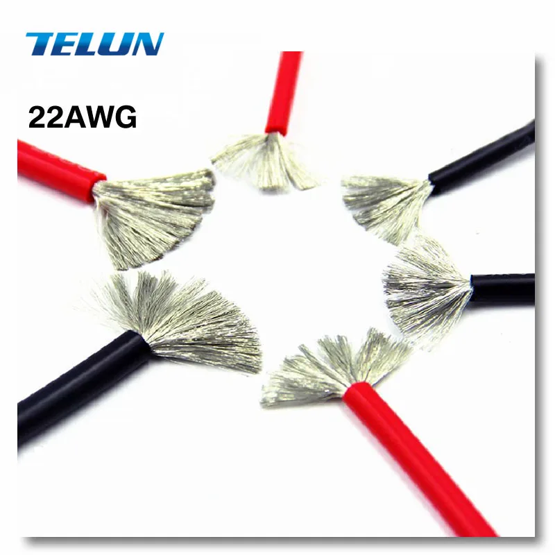 1 м 22AWG мягкий силикагель шнур питания против старения высокая температура