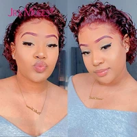 burgundy pixie wig bob 99j short curly 13x66x1 human hair lace wigs ginger t part pixie cut wig 13x2 wigs for black women