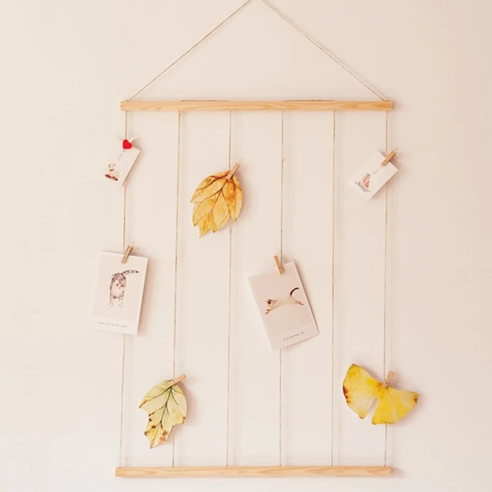 

Cotton Rope Wooden Photo Manager Photo Frame Hand-Made Hanging Ornament Photo Decoration Lanyard Beautiful Creative Family