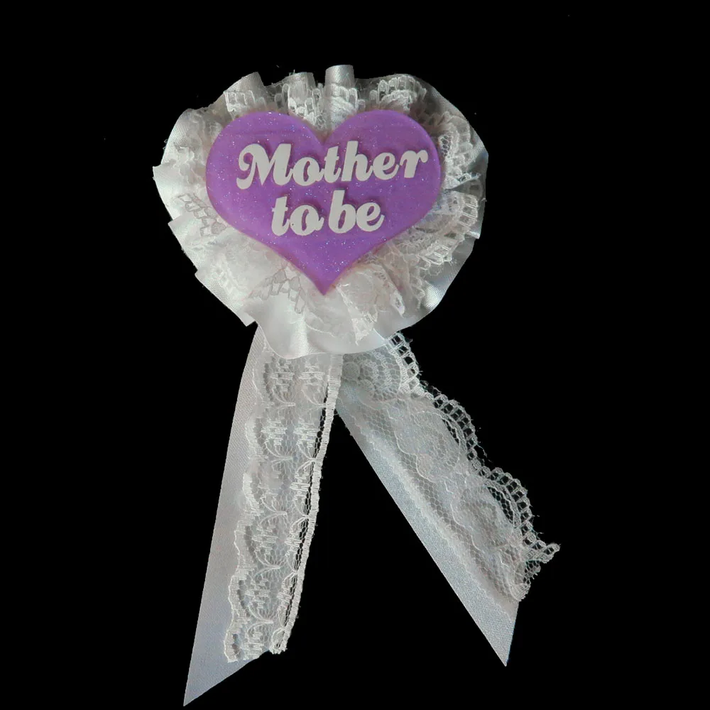 

Glitter Pearl Mother to be brooch Baby shower sash set party favor feather heart elegant 2021 new design baby shower event