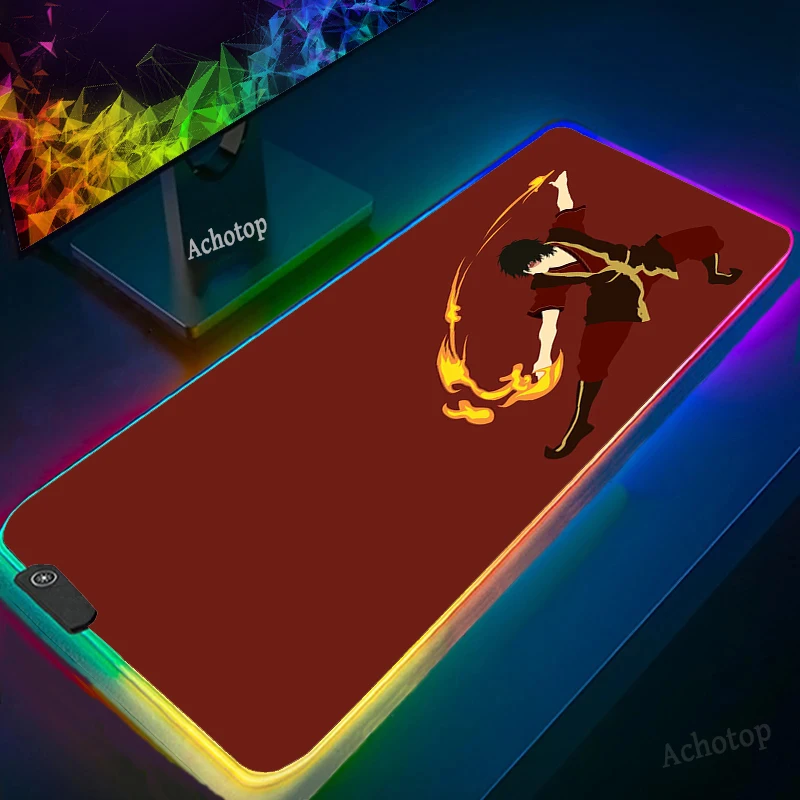

Avatar the Last Airbender LED Light Gaming Mouse Pad RGB Large Keyboard Rubber Base Computer Carpet Desk Mat PC Gamer Mouse Pads