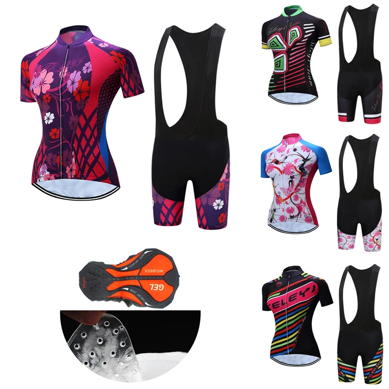 

2022 модная летняя велосипедная одежда, Женский комплект из Джерси для велосипеда, комплект с нагрудником, шорты для горного велосипеда, женс...