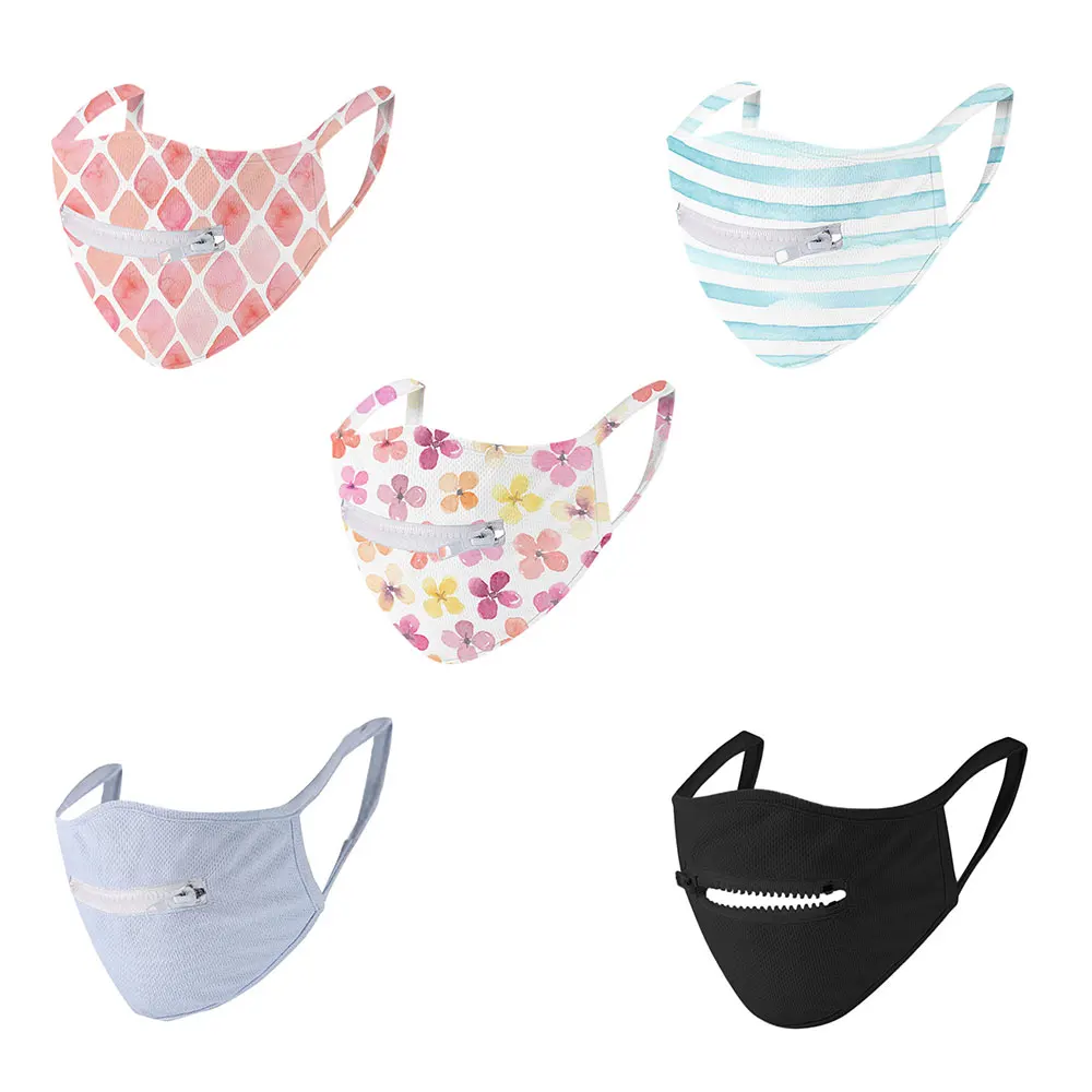 Черная хлопковая маска для губ с застежкой-молнией легко пить Анти-пыль