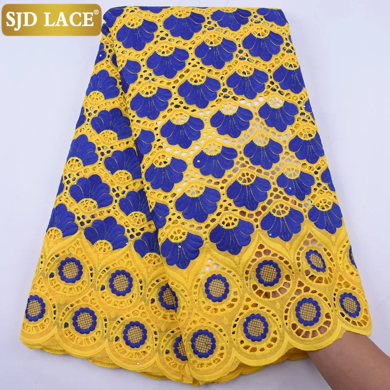 

SJD LACE Fashion African Lace Fabric High Quality Pure Cotton With Holes Swiss Voile Lace In Switzerland For Wedding Dress A1943