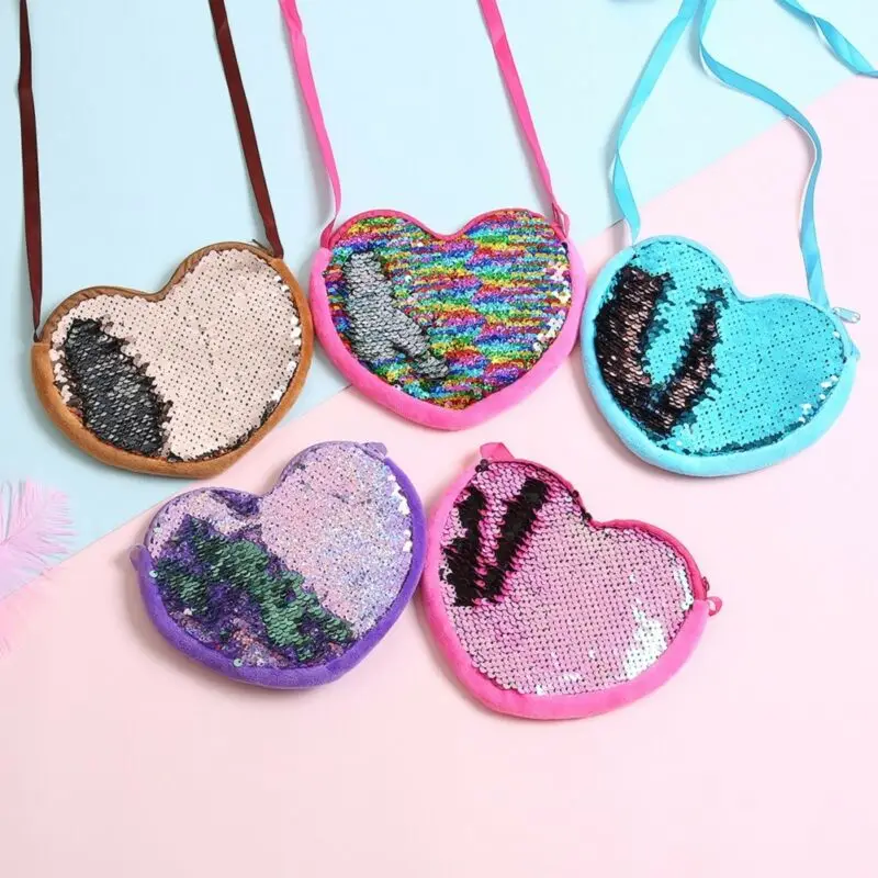 

Pretty Sequin Small Coin Love & Heart Crossbody Purses Girls Party Bag Fillers Cute Wallet Clutch Bags Luxurious Coin Packet Bag