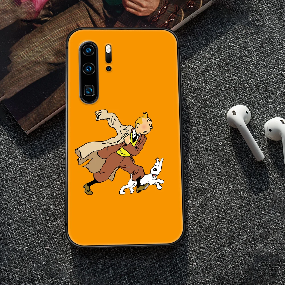

The Adventures of Tintin Phone Case Cover Hull For Huawei P8 P9 P10 P20 P30 P40 Lite Pro Plus smart Z 2019 black Shell Soft