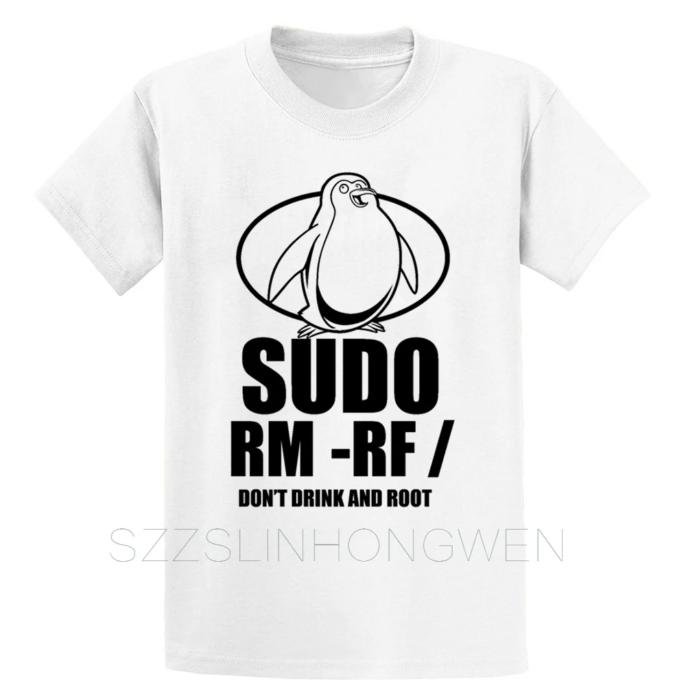 Sudo Rm Rf Tux Linux забавная футболка с кодовым принтом «напиток и корень», трикотажная летняя стандартная футболка с круглым воротником и коротким рукавом