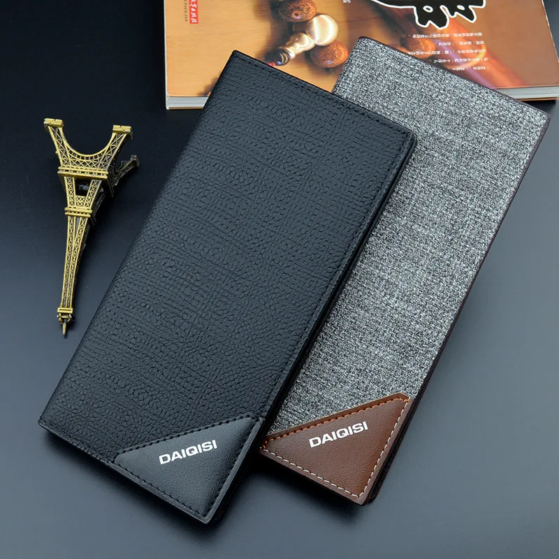 New Men's Wallet Long Wallet Vertical Three-story Fashionable Youth Soft Wallet Multi-card Position Large Banknote Suit Bag