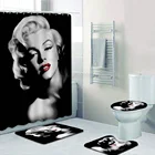 Занавеска для душа с изображением Мерлин Монро, комплект из штор для ванной, Нескользящие коврики, крышка для унитаза, набор ковриков для ванной
