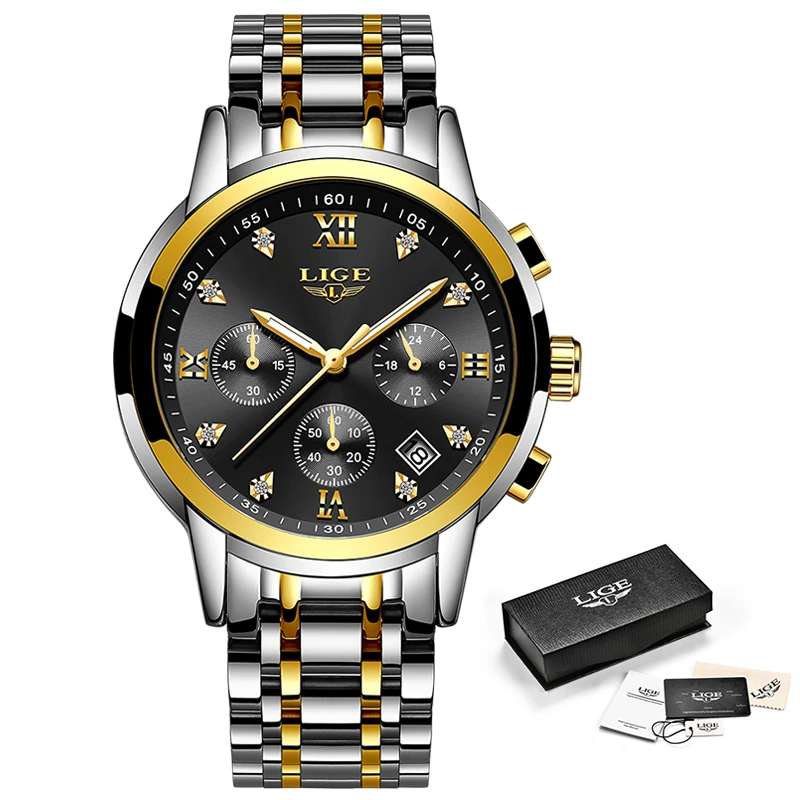 

Relogio Masculino Watch Men Fashion Sport Quartz Clock Mens Watches LIGE Top Brand Luxury Full Steel Business Waterproof Watches