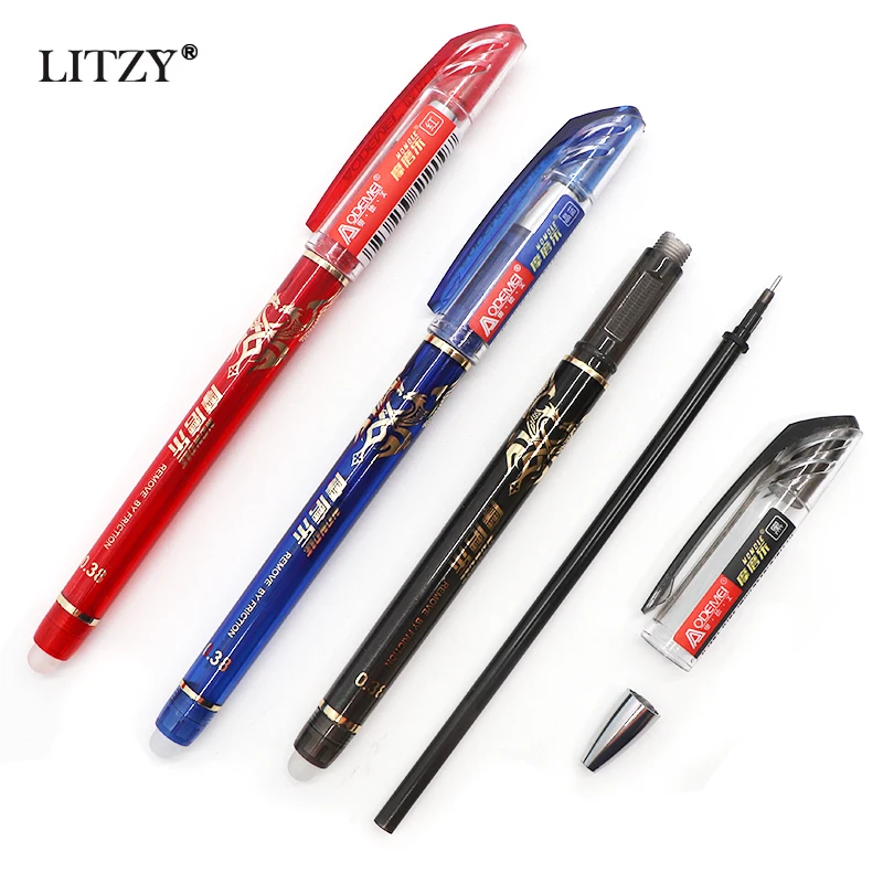 

53Pcs/lot 0.38mm Erasable Washable Handle Pen Refill Rod Blue/Black/Ink Gel Pen School Office Writing Supplies Stationery Tools