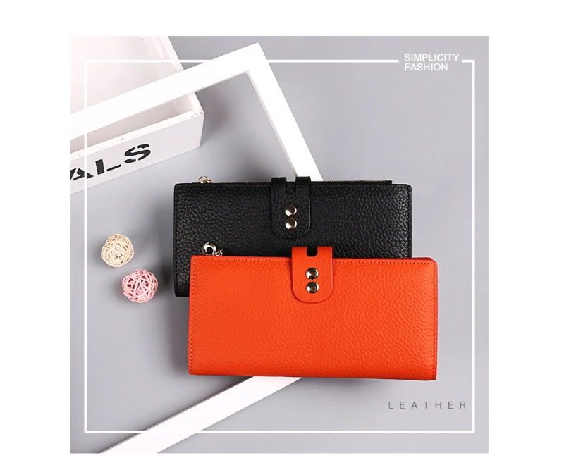 Fashion Genuine Leather Wallet Coin Purse Girl Women Wallets With Phone Case Long Clutch Bags Female Card Holder Cartera Mujer