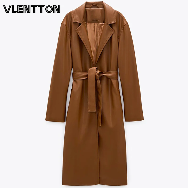Новый осенне-зимний женский плащ из искусственной кожи Женский Винтажный