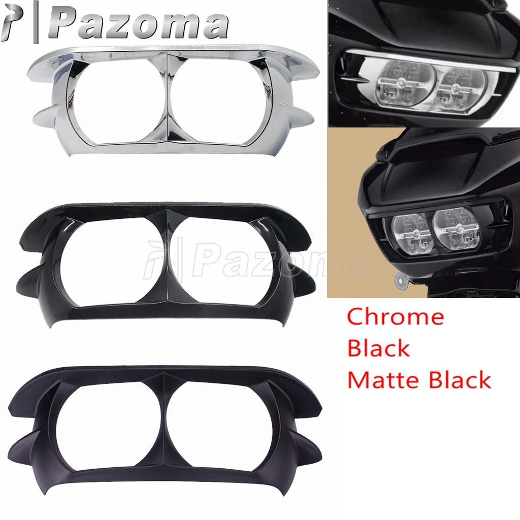 

Black/Chrome/Matte Black ABS Motorcycle Dual Headlight Trim Bezel Scowl Cover Fairing For Harley Touring Road Glide 2015-2020