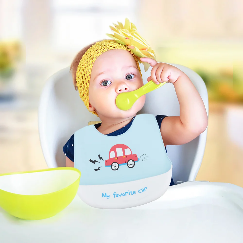 

1Pc Cartoon Baby Bib Durable Baby Eating Bib Creative Baby Feeding Bib