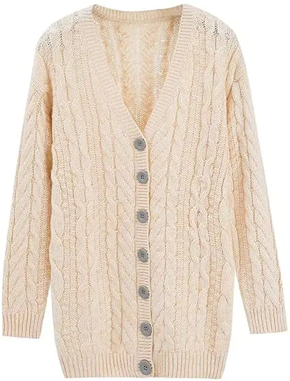 

Женский трикотажный кардиган с V-образным вырезом и длинным рукавом