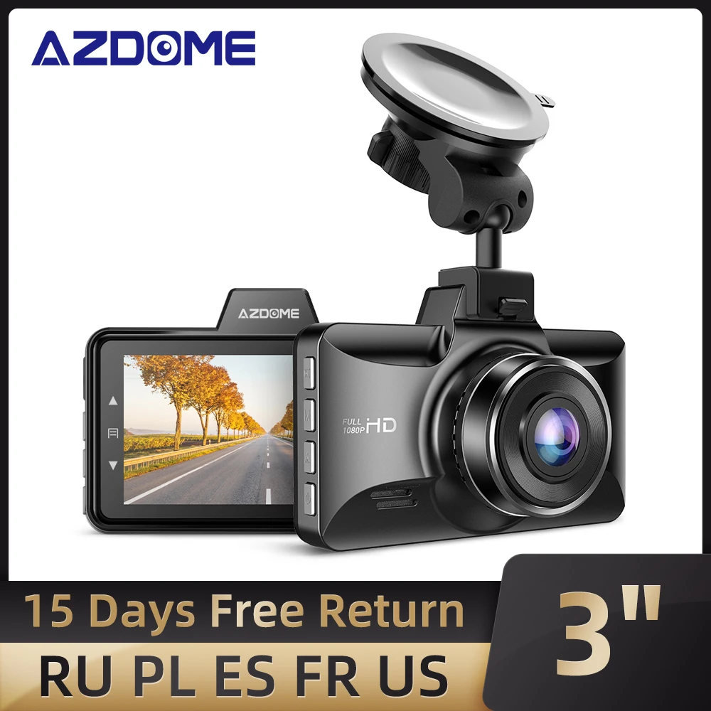AZDOME Dash cam M01 Pro FHD 1080P Автомобильная камера 3 дюймовый 2.5D экран DVR видеорегистратор