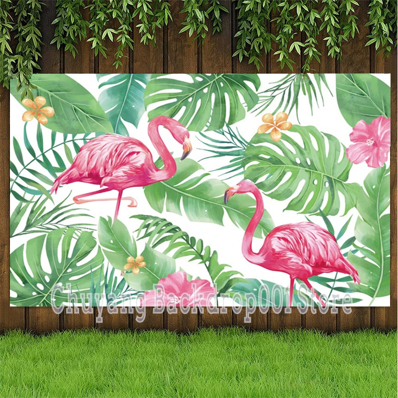 Тема Фламинго Детская фотография Лето Гавайский отпуск фон тропические пальмы