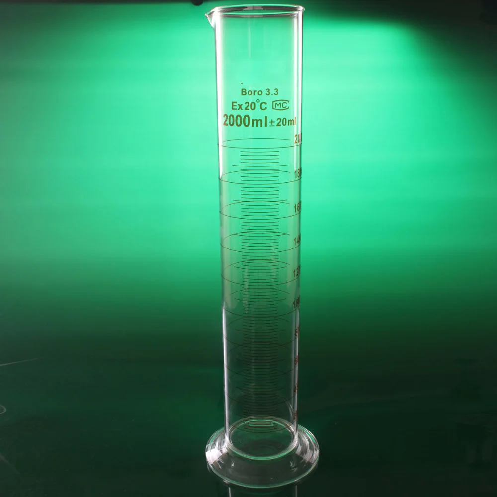 High quality Laboratory 2000ml Measuring cylinder with Scale High borosilicate 3.3 Glass Measuring Cup Lab Supplies