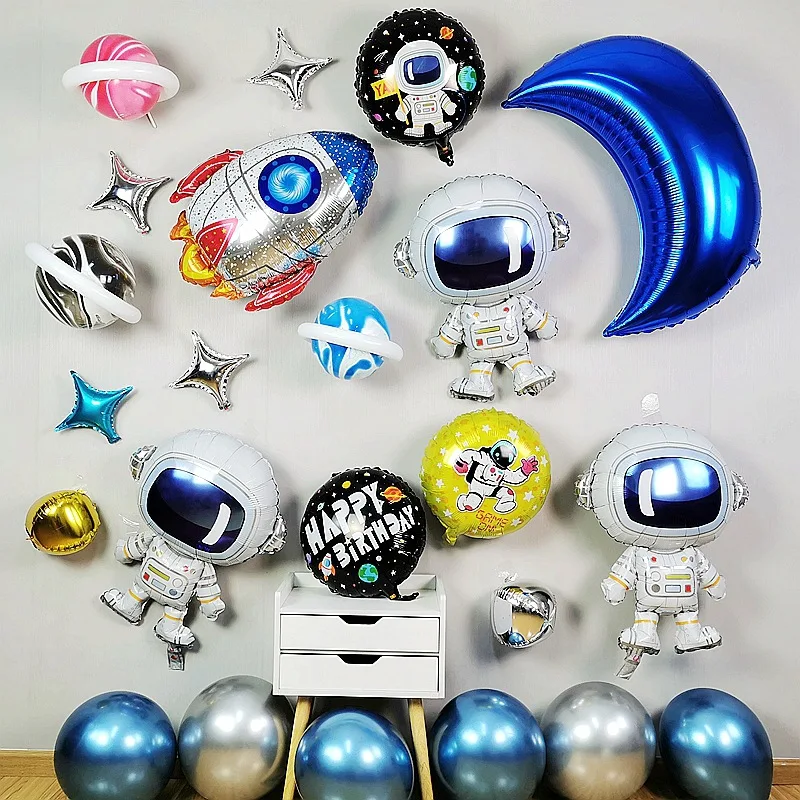 

Outer Space Party Astronaut balloons Rocket Foil Balloons Galaxy Theme Party Boy Kids Birthday Party Decor Favors helium globals