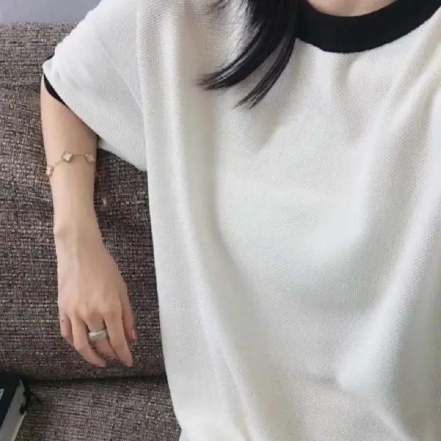 

Spring 2021 new women's knitted dress loose short sleeve white T-shirt skirt children's summer