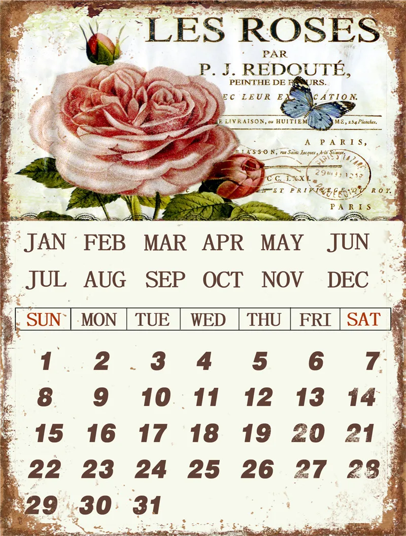 

Metal Plate Home Decoration Living Room Wall Sticker Poster Retro Bedroom Calendar Gardening Decoration Wrought Iron Signboard