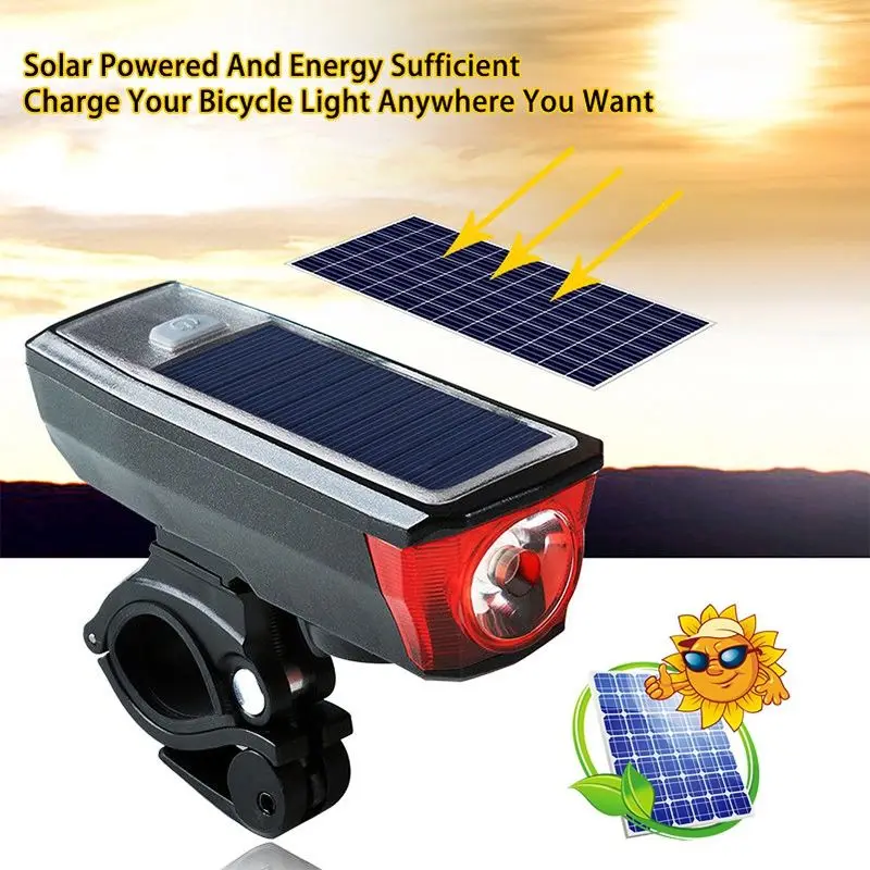 

Cycling Solar Power Led Light Waterproof Usb Rechargeable Bike Front Headlights