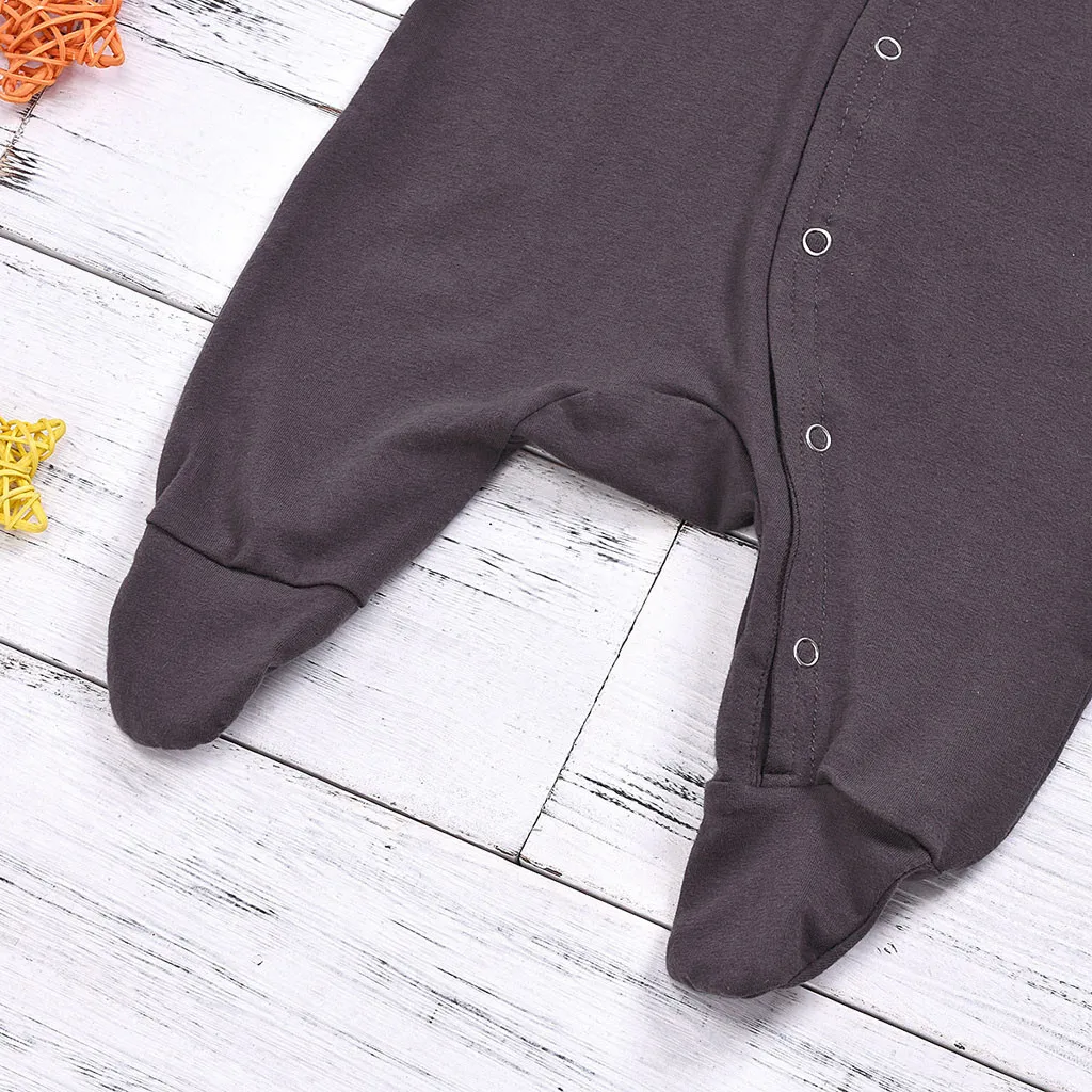 Модная одежда для новорожденных Одноцветный комбинезон с длинными рукавами