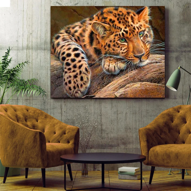 DIY картинки для раскраски по номерам с изображением тигра рисунок рельефная