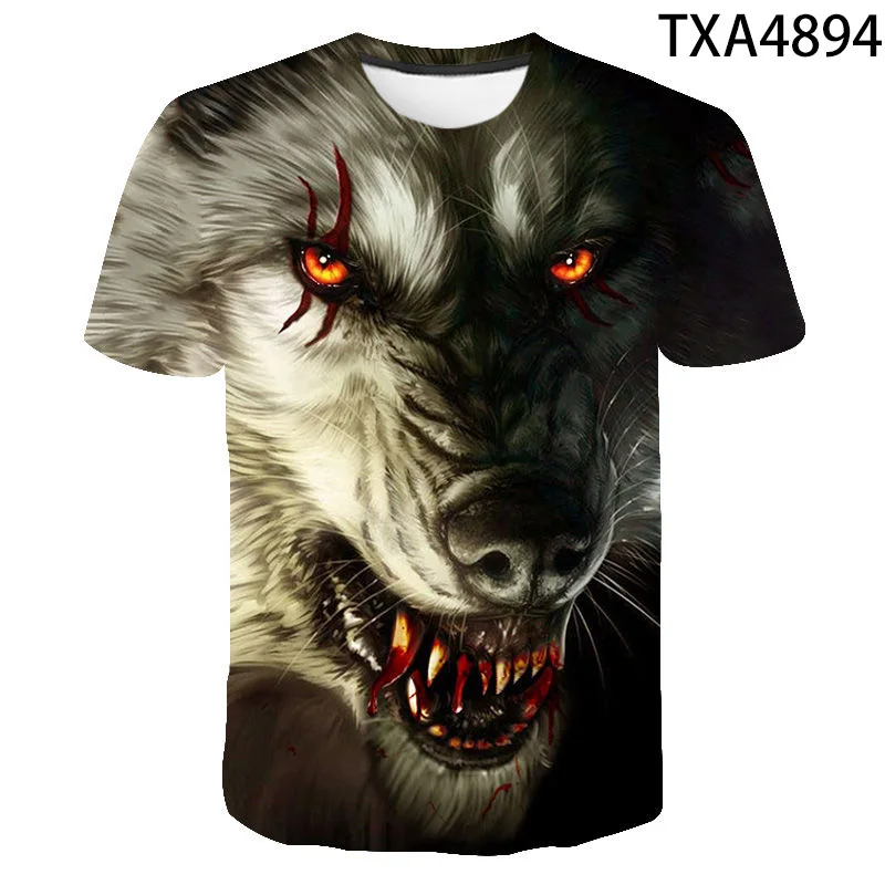 

2020 New Wolf 3D Print T-shirt Men Women Children Boy Girl Fashion Streetwear Tops
