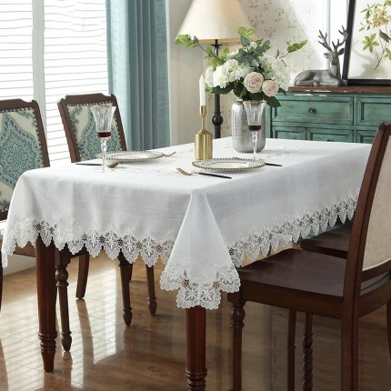 Скатерть на стол с вышивкой тканевая ткань в скандинавском стиле для телевизора