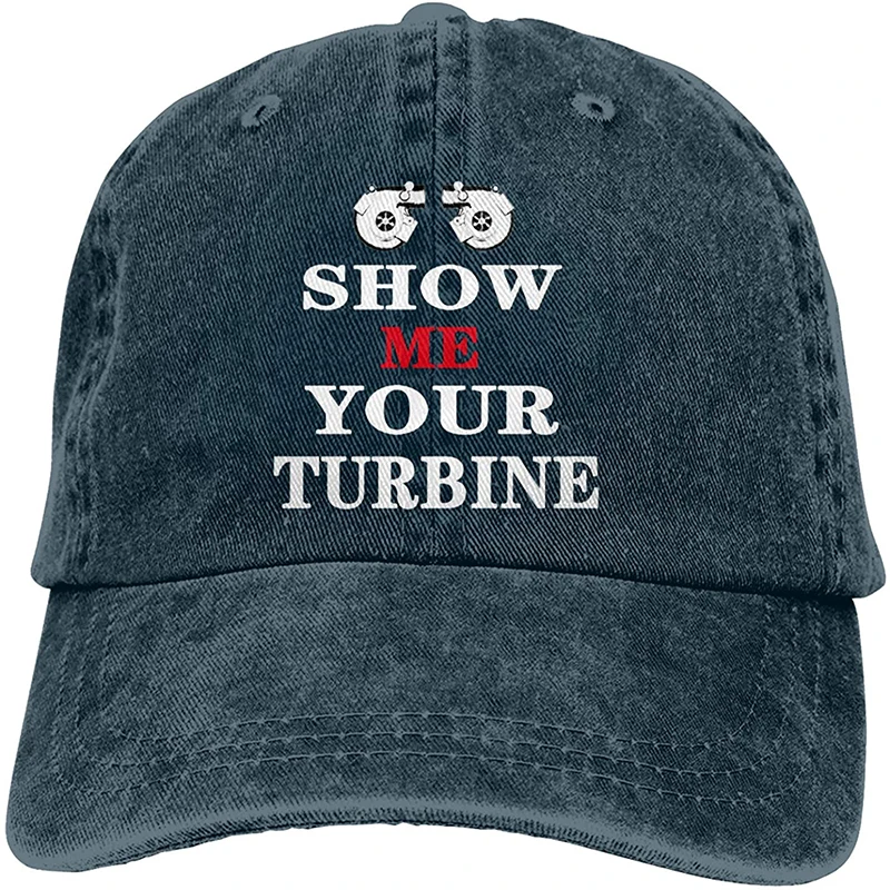 

Show Me Your Turbine Sports Denim Cap Adjustable Unisex Plain Baseball Cowboy Snapback Hat