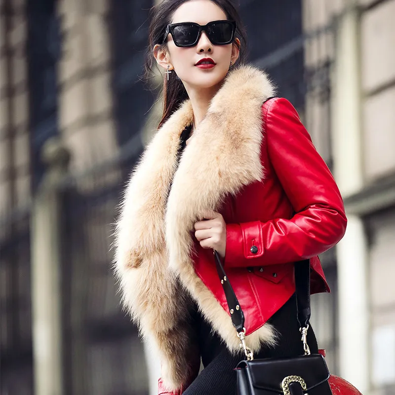 Женская винтажная куртка из натуральной овечьей кожи пальто с воротником