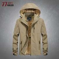 winter fleece padded parkas coats men outdoor windproof warm wool liner windbreaker casual detachable hooded bomber jackets male