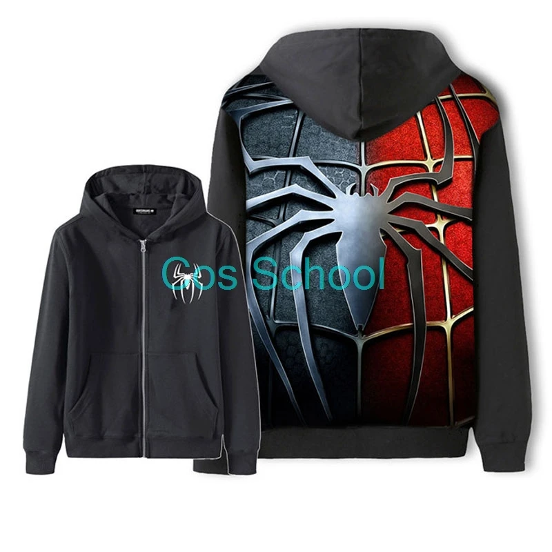 Cos школьные толстовки для косплея Человек паук Питер Паркер топ с капюшоном