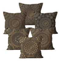 black mandala cushion cover round ethnic flowers home decor 4040 45x45 decorative pillow case for sofa pillowcase decoration