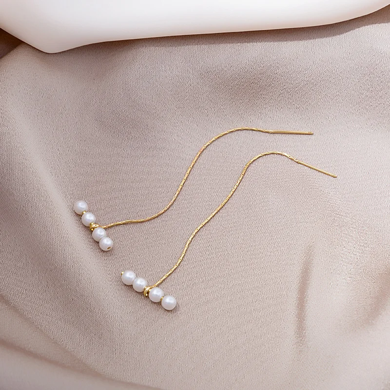 

New Creative Pearl Earrings Simple Fashion Long Tassel Earrings Women's Holiday Party Jewelry Gifts