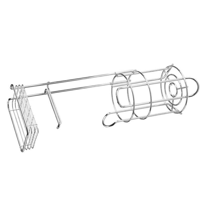 

Roll Paper Holder with Storage Basket Iron Paper Towel Rack Bathroom Floor Tissue Storage Rack