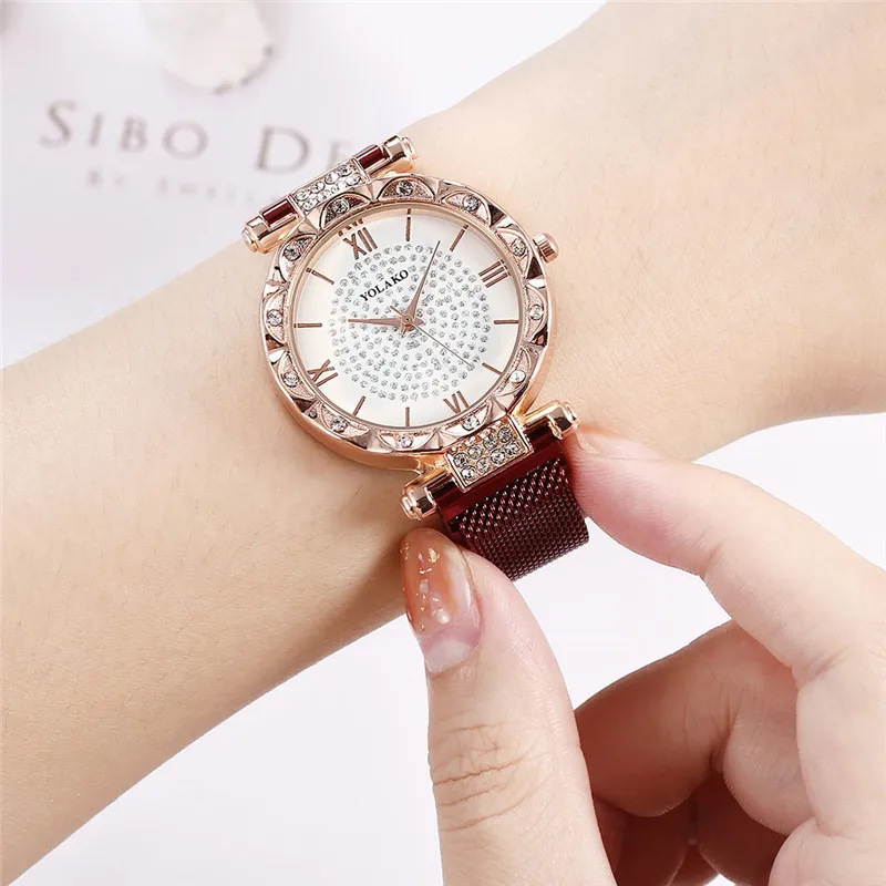 Часы женские модные часы календарь из нержавеющей стали сетчатый ремень