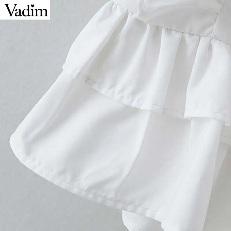 Vadim милый женский белый укороченный топ с v-образным вырезом и оборками