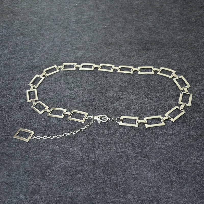 

New Design Women's Fashion Circle Metal Chain Belt Silver Square Fringes Ring Waist Chain Clothes Belts Lady Hip Gifts Wholesale